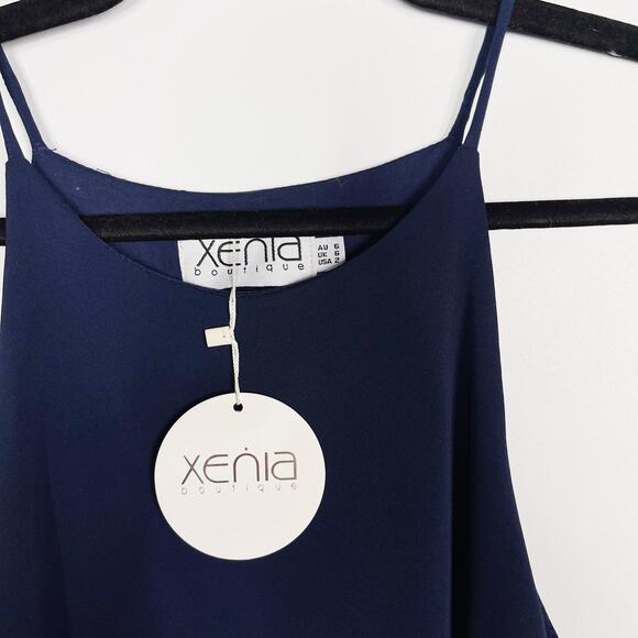 New Xenia Boutique US 2 Navy Blue Hello Molly Sleeveless Shift Dress Cocktail - Picture 7 of 11